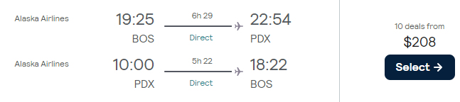 Cheap flights between Boston & Portland